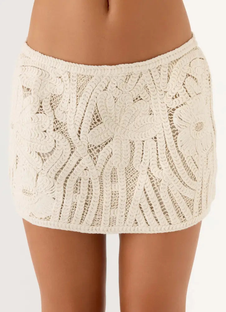 Astor Low Rise Mini Skirt - Ivory - Mini Skirt