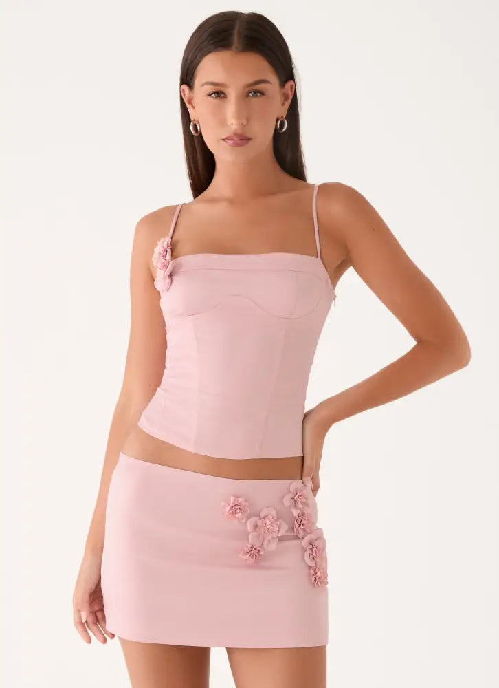 Ayella Low Rise Mini Skirt - Pink - Mini Skirts