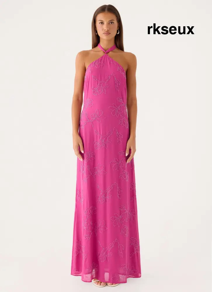 Cliffs Edge Maxi Dress - Berry Kiss - Maxi Dresses