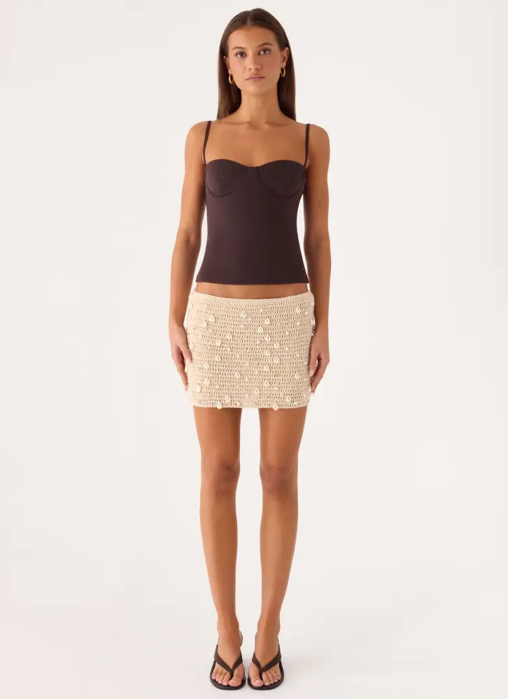 Elaris Crochet Mini Skirt - Ivory - Mini Skirts