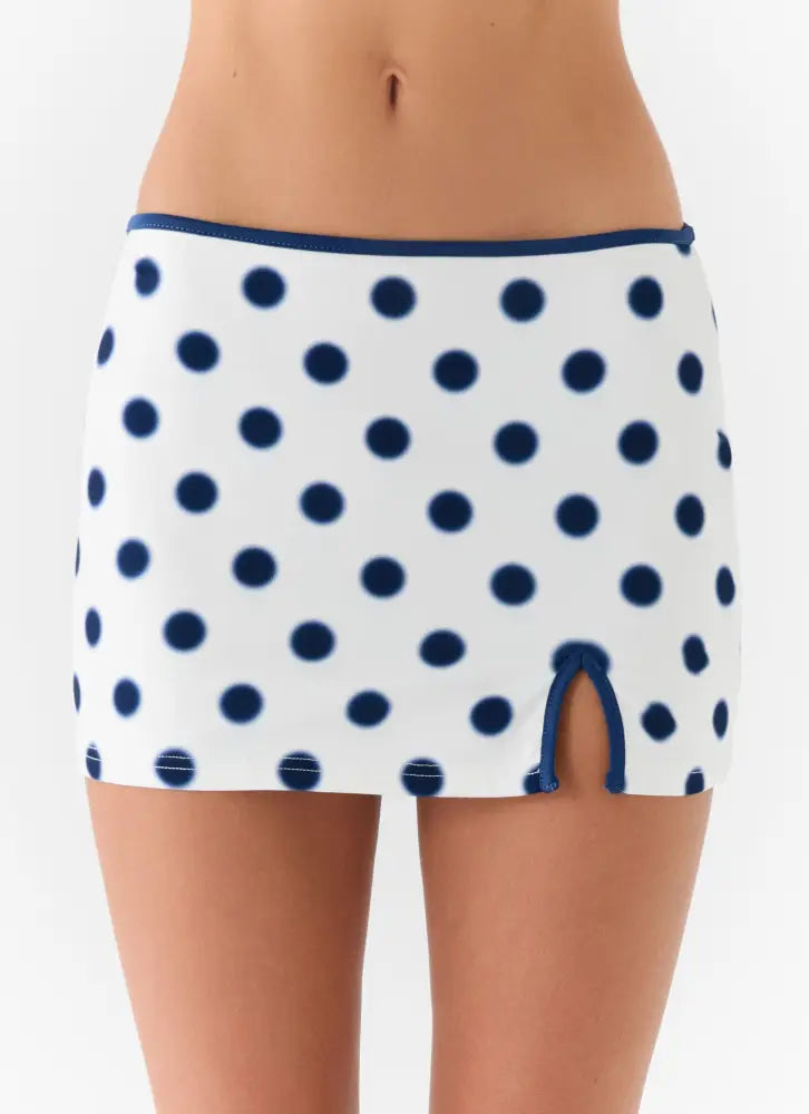 Elliot Mini Skirt - Porcelain Blue Polka Dot - Mini Skirt