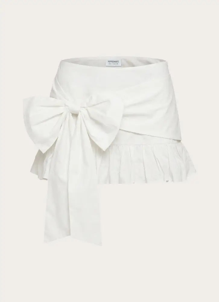 Emrie Bow Bubble Mini Skirt - White - Mini Skirts