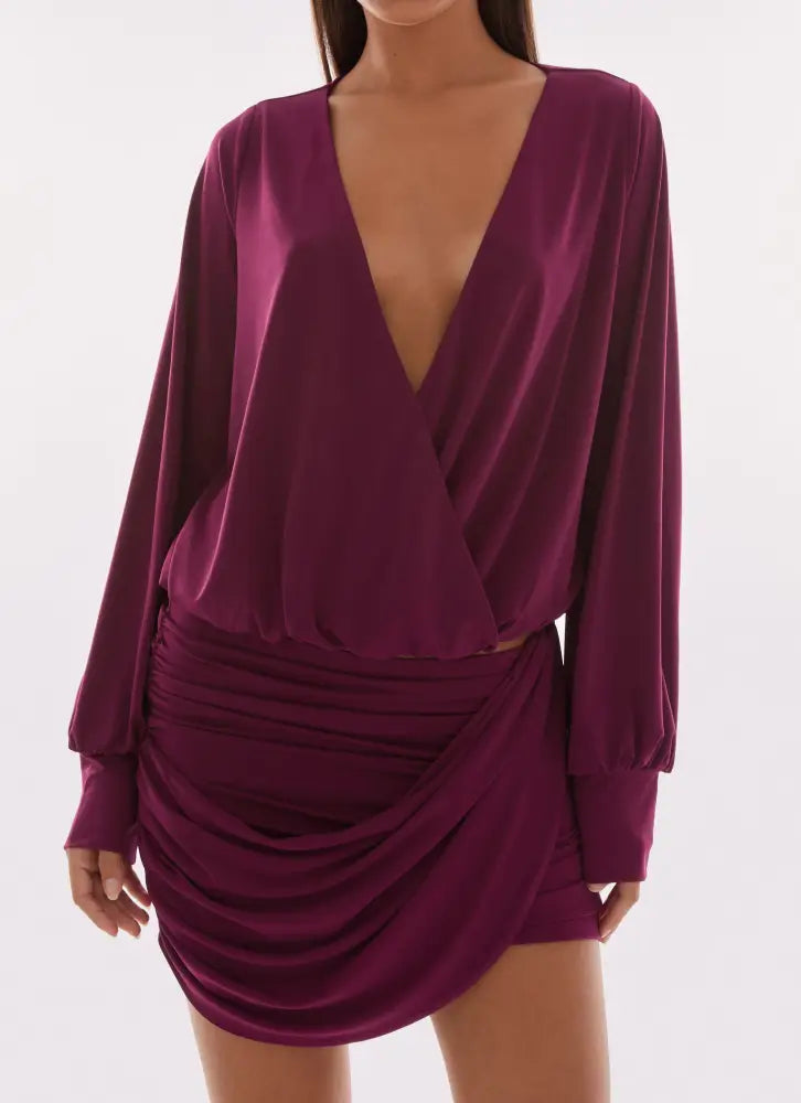 Ettah Wrap Mini Skirt - Plum - Mini Skirts