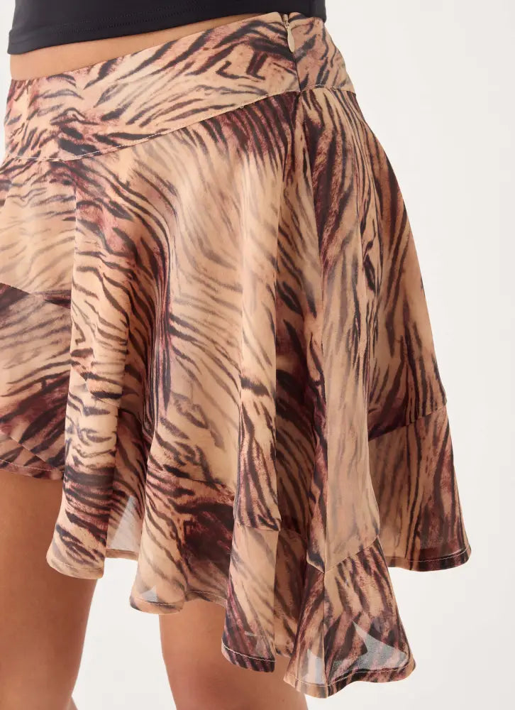 Gehrie Mini Skirt - Golden Tiger - Mini Skirts