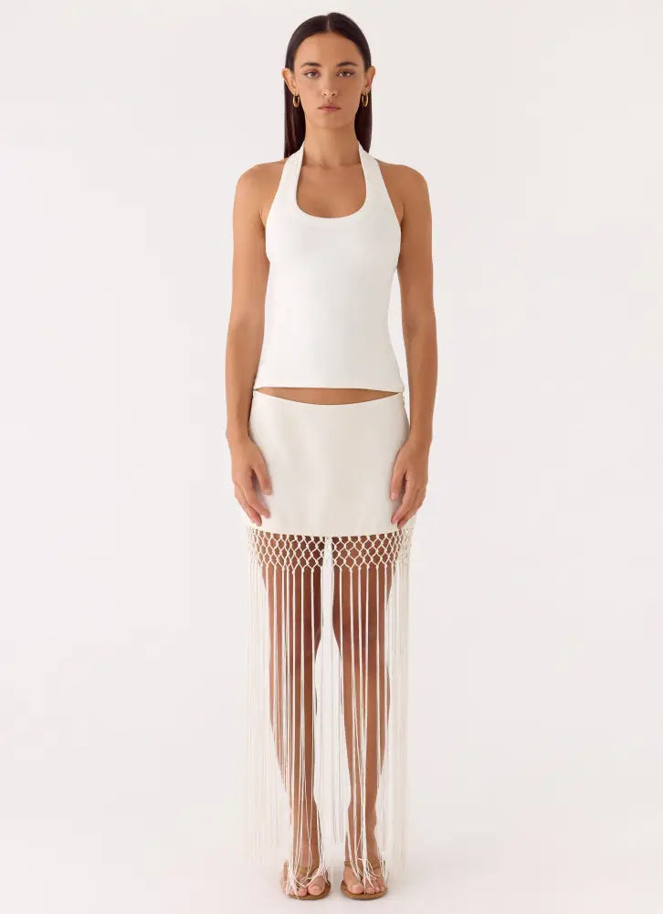 Mania Tassel Mini Skirt - Ivory - Mini Skirt