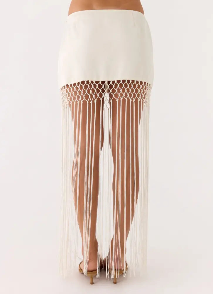 Mania Tassel Mini Skirt - Ivory - Mini Skirt