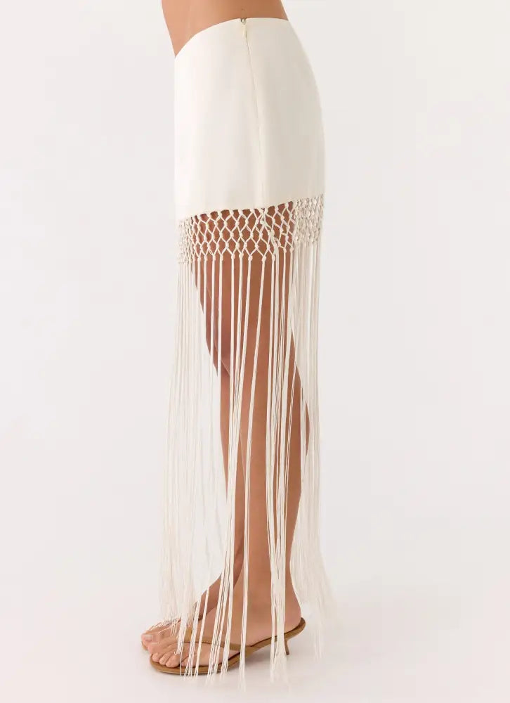 Mania Tassel Mini Skirt - Ivory - Mini Skirt