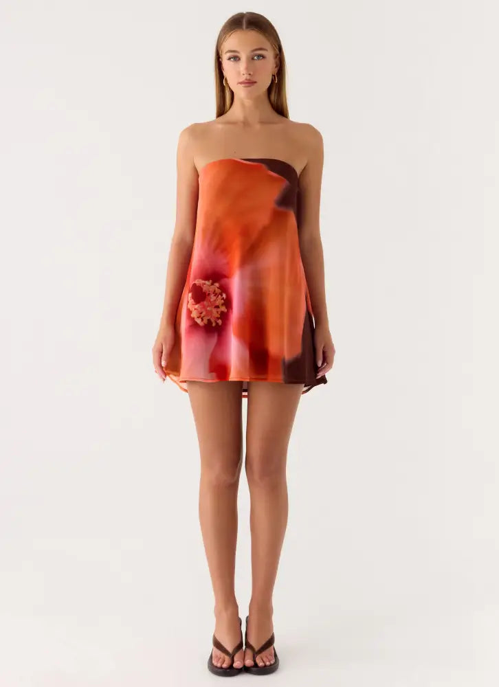 Marcita Mini Dress - Chocolate Blossom - Mini Dresses