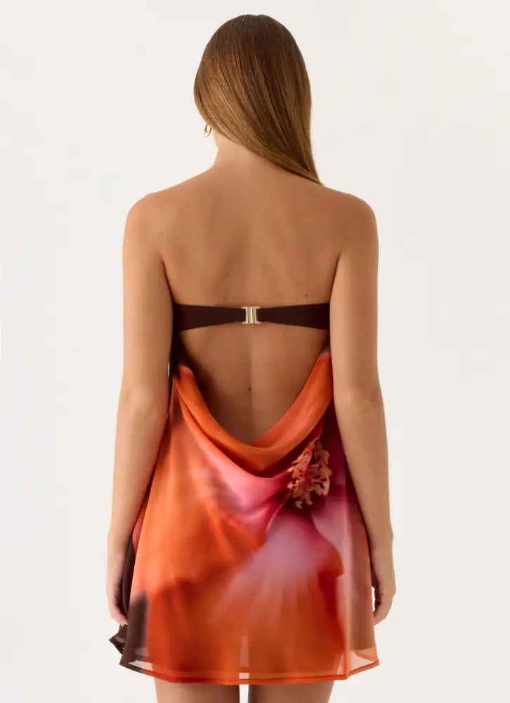 Marcita Mini Dress - Chocolate Blossom - Mini Dresses