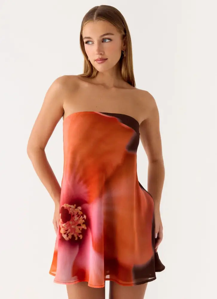 Marcita Mini Dress - Chocolate Blossom - Mini Dresses