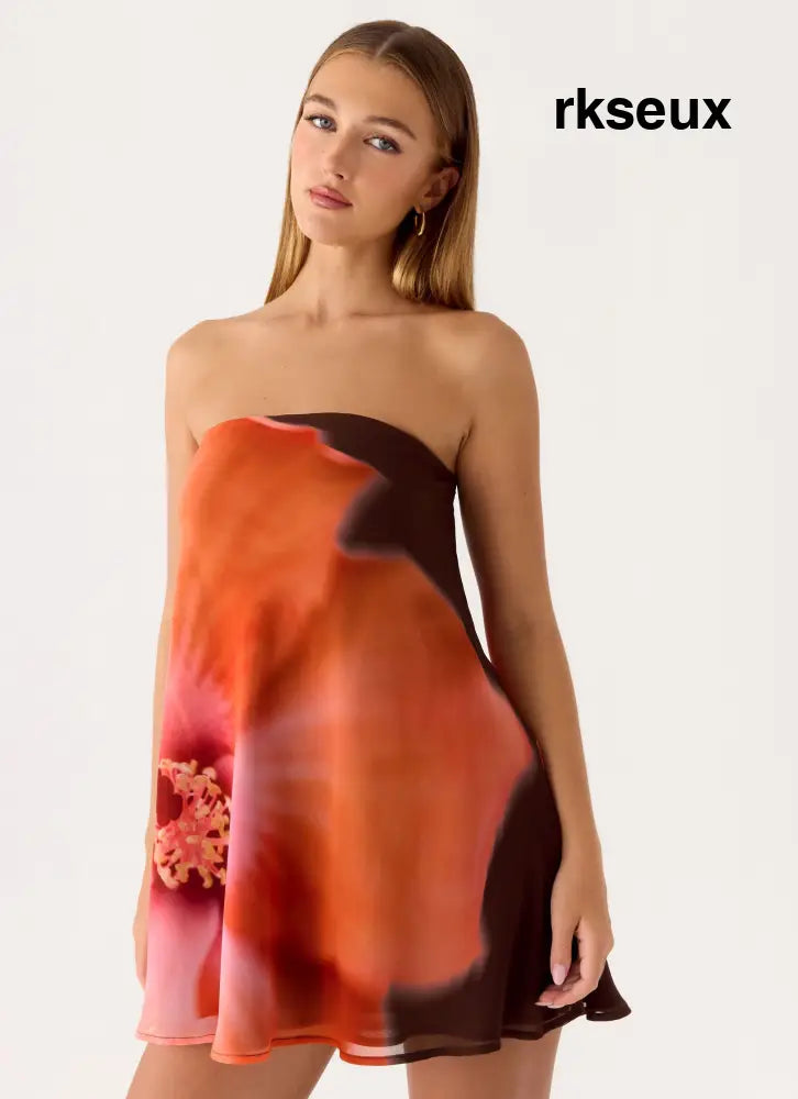 Marcita Mini Dress - Chocolate Blossom - Mini Dresses