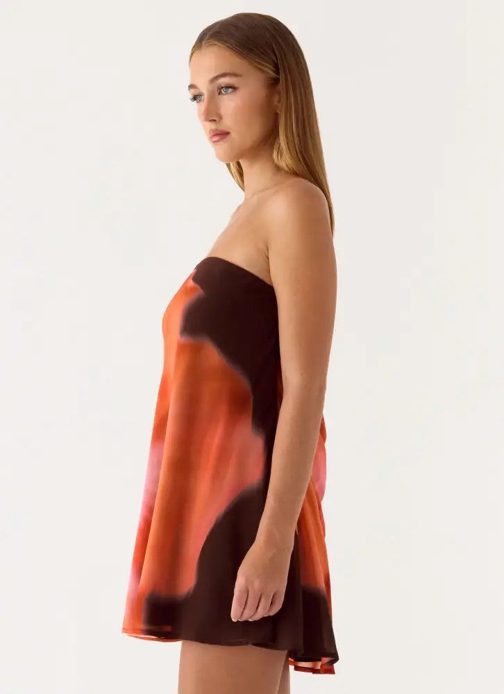 Marcita Mini Dress - Chocolate Blossom - Mini Dresses
