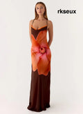 Night Drive Maxi Dress - Chocolate Blossom - Maxi Dresses
