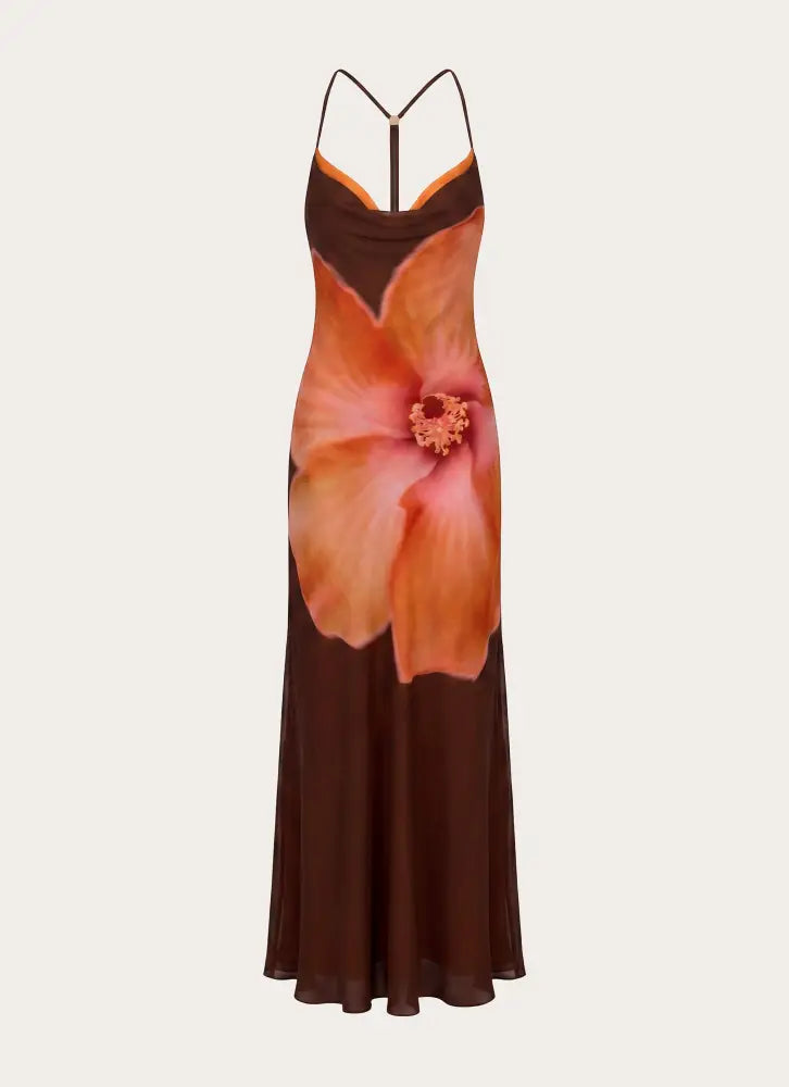 Night Drive Maxi Dress - Chocolate Blossom - Maxi Dresses