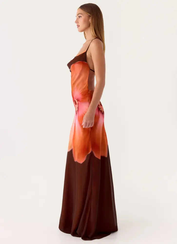 Night Drive Maxi Dress - Chocolate Blossom - Maxi Dresses