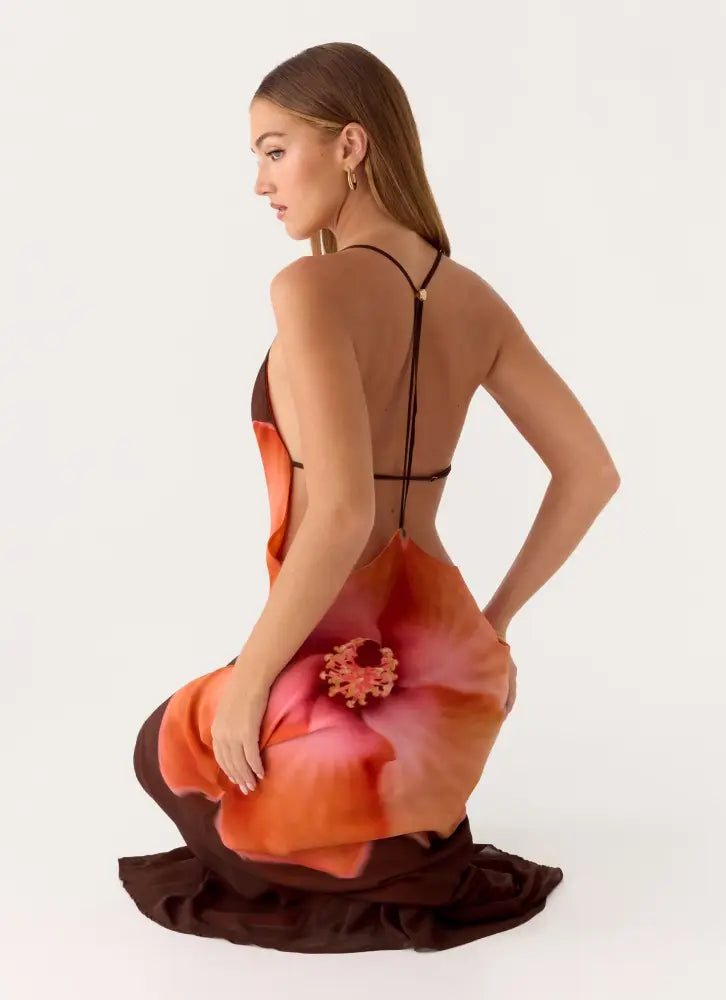 Night Drive Maxi Dress - Chocolate Blossom - Maxi Dresses