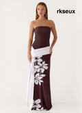 Palomar Strapless Maxi Dress - Chocolate Tropic Floral - Maxi Dresses