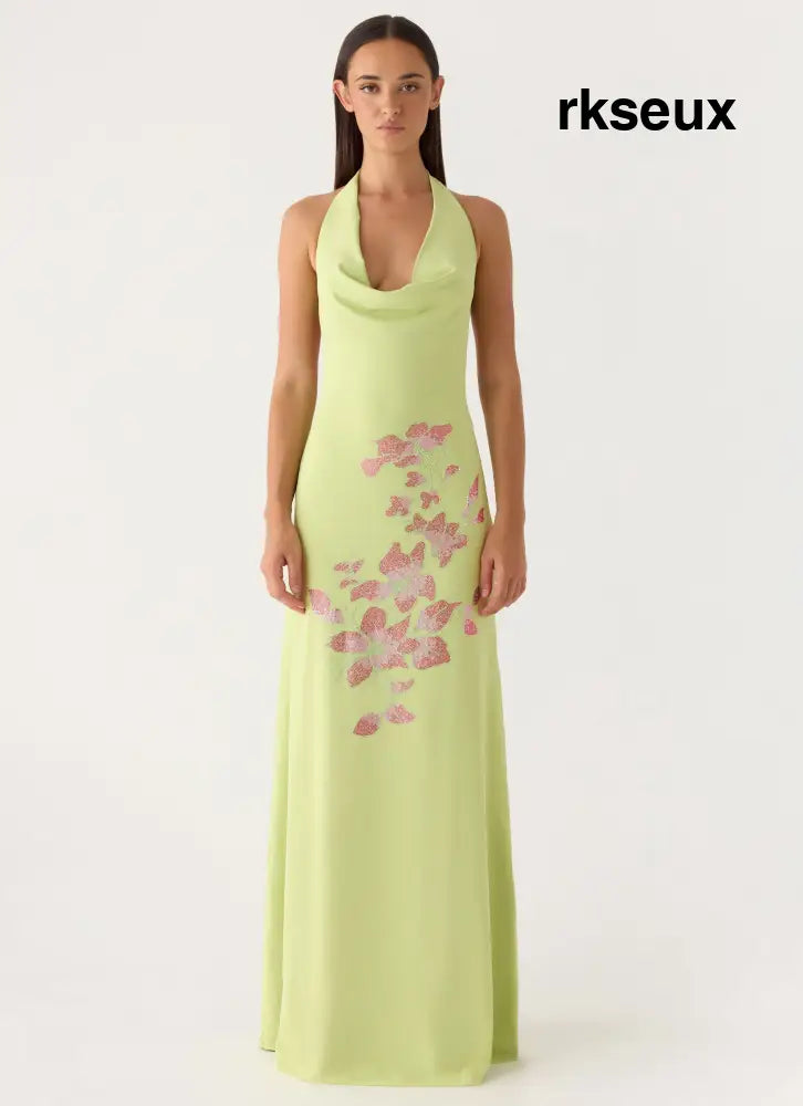 Quaresma Embellished Maxi Dress - Lime - Maxi Dresses