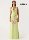 Quaresma Embellished Maxi Dress - Lime - Maxi Dresses