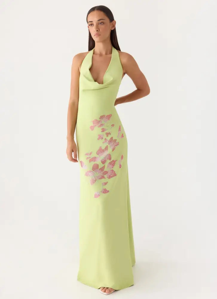Quaresma Embellished Maxi Dress - Lime - Maxi Dresses
