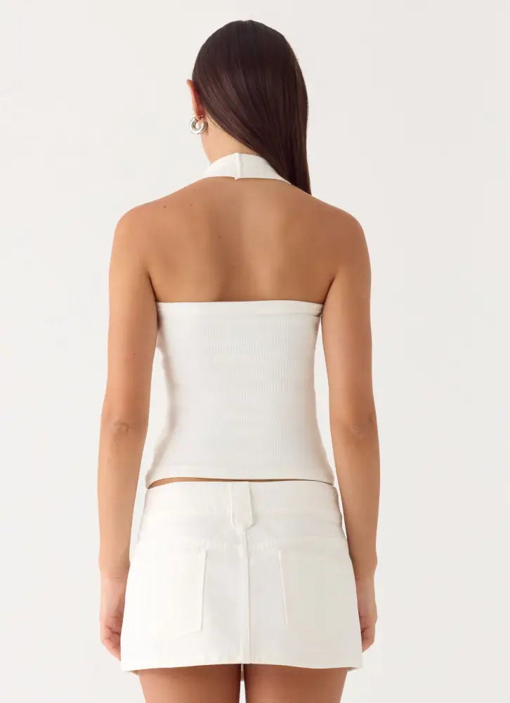 Sean Low Rise Denim Mini Skirt - White - Mini Skirts