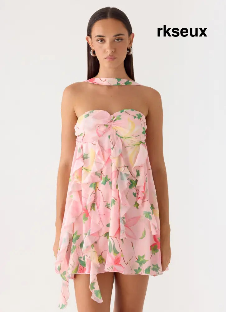 When You Look Mini Dress - Blooming Spring - Mini Dresses